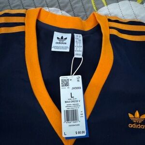 adidas Navy Maxi Dress with Bright Orange Trim